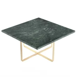 OX Denmarq Soffbord-Ninety Soffbord 60 cm, Mässingsunderrede, Grön Marmor