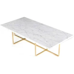 OX Denmarq Soffbord-Ninety Soffbord 120x60x30 cm, Mässingsunderrede, Grön Marmor