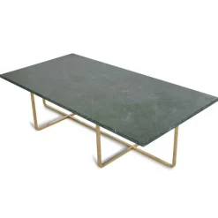 OX Denmarq Soffbord-Ninety Soffbord 120x60x30 cm, Mässingsunderrede, Grön Marmor