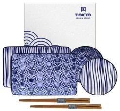 Nippon Blue Sushi Set 6 Delar, Wave/Star