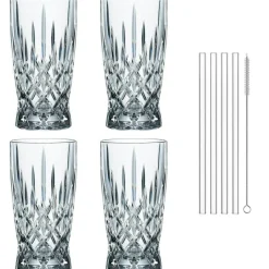 Nachtmann Kaffekoppar-Noblesse Latte Macchiato Glas Med Sugrör 4-pack