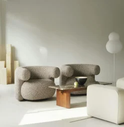 Normann Copenhagen Fåtöljer-- Burra lounge chair with return - Kvadrat Sahco Zero 001