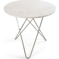 O Dining Table Matbord Ø100 cm, Stål/Svart marmor