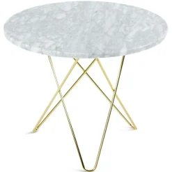 OX Denmarq Matbord Och Barbord-O Matbord Ø80 cm, Mässingsunderrede, Brun Marmor