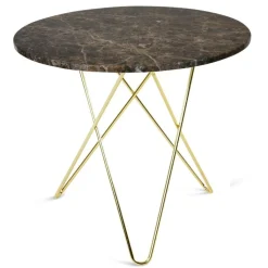 OX Denmarq Matbord Och Barbord-O Matbord Ø80 cm, Mässingsunderrede, Brun Marmor