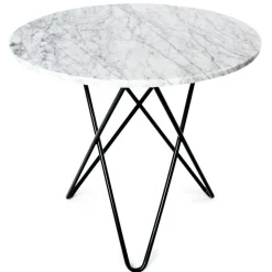 OX Denmarq Matbord Och Barbord-O Matbord Ø80 cm, Svart Underrede, Vit Marmor