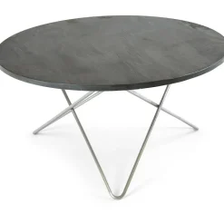 OX Denmarq Soffbord-O Table Soffbord Ø80 cm, Mässing/Rustik skiffer