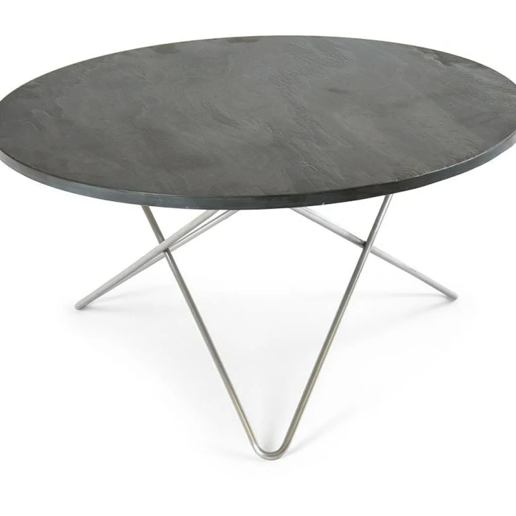 OX Denmarq Soffbord-O Table Soffbord Ø80 cm, Mässing/Rustik skiffer