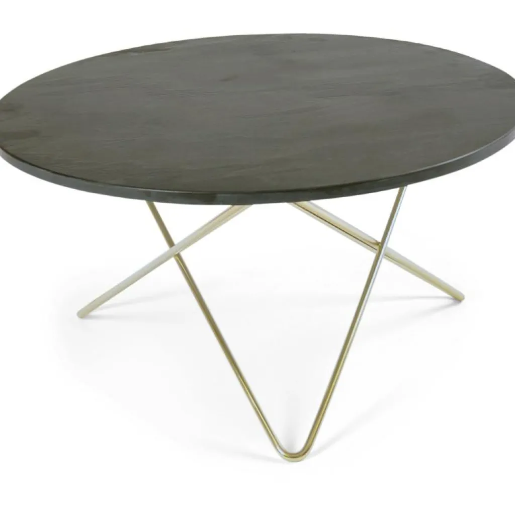 OX Denmarq Soffbord-O Table Soffbord Ø80 cm, Mässing/Rustik skiffer