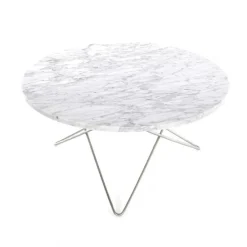 O Table Soffbord Ø80 cm, Stål/Grå Marmor