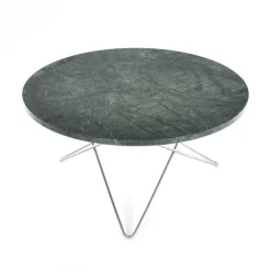 O Table Soffbord Ø80 cm, Stål/Grå Marmor
