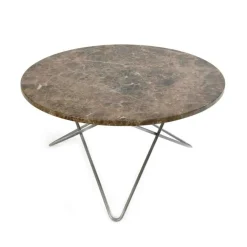 O Table Soffbord Ø80 cm, Stål/Grå Marmor