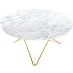 OX Denmarq Soffbord-O Table Soffbord Ø80 cm, Stål/Vit matt marmor