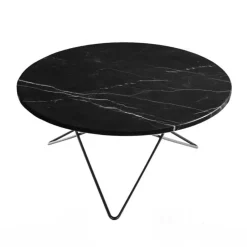 OX Denmarq Soffbord-O Table Soffbord Ø80 cm, Svart/Brun marmor
