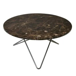 OX Denmarq Soffbord-O Table Soffbord Ø80 cm, Svart/Brun marmor