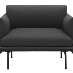 Outline Fåtölj, Svart Aluminium / Refine Leather Cognac