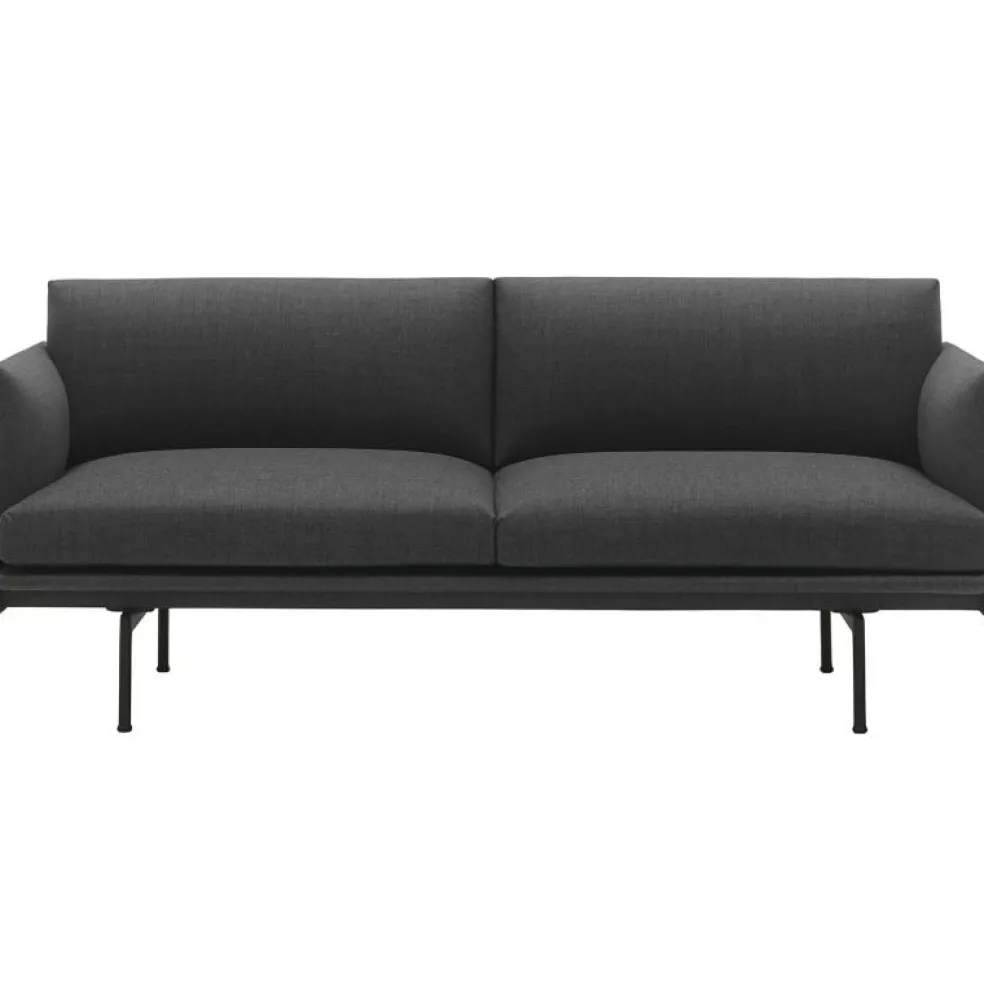 Outline Soffa 2-Sits, Svart Aluminium / Remix 163