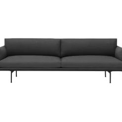 Muuto 3-Sitssoffor-Outline Soffa 3-Sits, Svart Aluminium / Remix 163