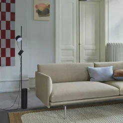 Muuto 3-Sitssoffor-Outline Soffa 3-Sits, Svart Aluminium / Remix 163