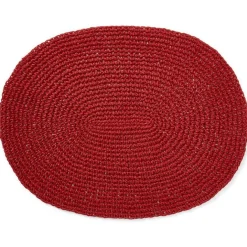 Oval Paper Straw Bordstablett 35x45 cm, Röd