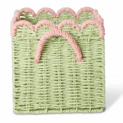 Barn RICE Leksaksförvaring-Paper Rope Korg Vikbar Med Snäckformade Kanter 20 cm, Natural