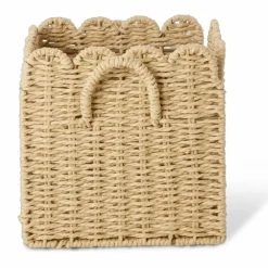 Barn RICE Leksaksförvaring-Paper Rope Korg Vikbar Med Snäckformade Kanter 20 cm, Natural