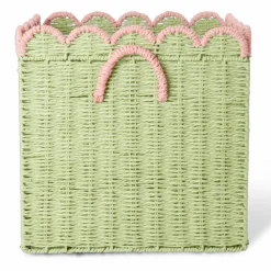 Barn RICE Leksaksförvaring-Paper Rope Korg Vikbar Med Snäckformade Kanter 20 cm, Natural