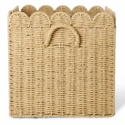 Barn RICE Leksaksförvaring-Paper Rope Korg Vikbar Med Snäckformade Kanter 20 cm, Natural