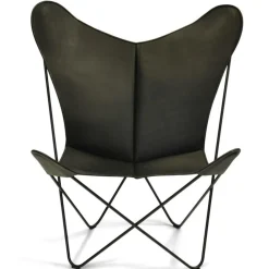 Papillon Fladdermusfåtölj, Svart Underrede, Läder Mocka