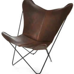 Papillon Fladdermusfåtölj, Svart Underrede, Läder Mocka