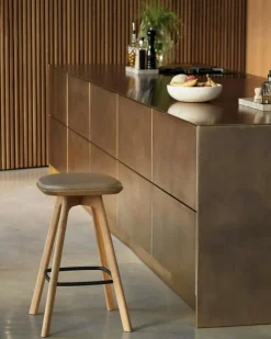 Brdr. Krüger Barstolar & Barpallar-Pauline Barstol 75 cm, Oljad Ek / Läder Almond