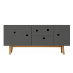 Peep M2 Mediabänk, Slate Grey/Ekben