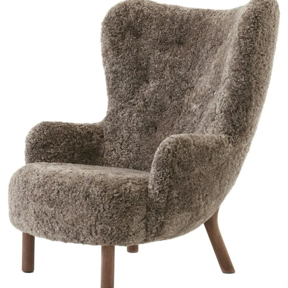 Petra VB3 Fåtölj, Fårskinn Sahara / Valnöt