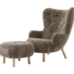 &Tradition Fåtöljer-Petra VB3 Loungestol Set, Fårskinn Sahara / Oljad Ek
