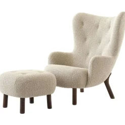 Petra VB3 Loungestol Set, Fårskinn Sahara / Valnöt