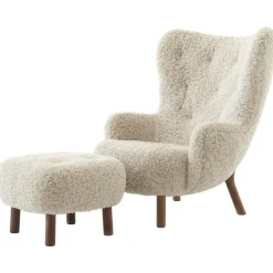 Petra VB3 Loungestol Set, Fårskinn Sahara / Valnöt