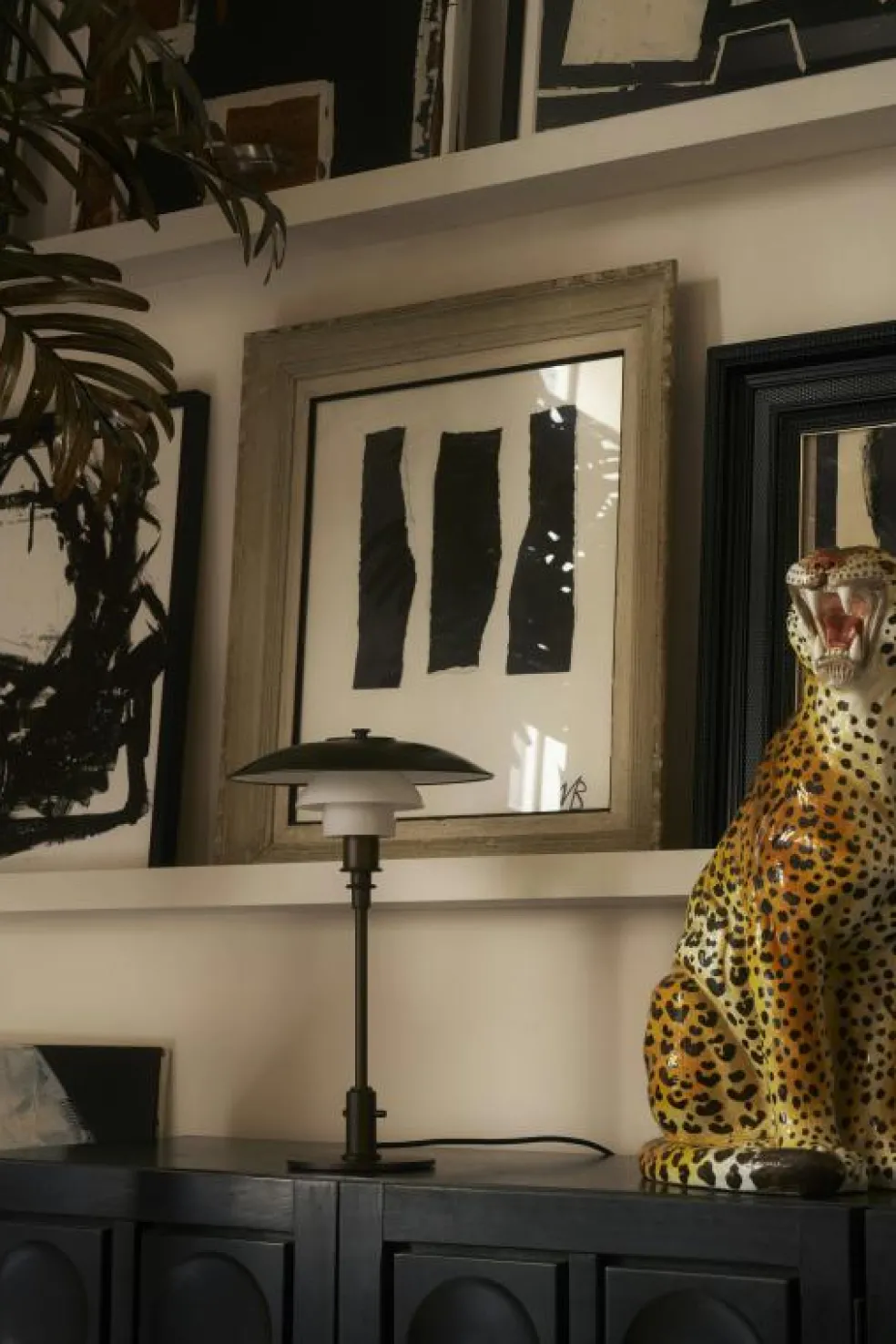 PH 3/2 Bordslampa, Aged Brass / Opalglas