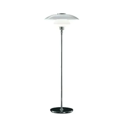 PH 4½-3½ Glas Golvlampa, Förkromad/Vitt Opalglas