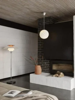 Louis Poulsen Golvlampor-PH 80 Golvlampa Med Dimmer, Vit Opal Akryl / Svart