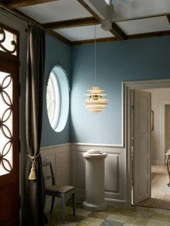 PH Snowball Pendel, Vit / Krom