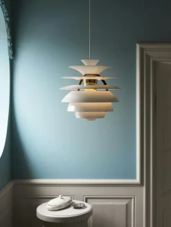 PH Snowball Pendel, Vit / Krom