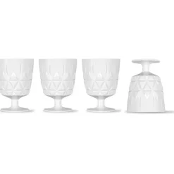 Picnic Juni Glas Med Fot 4-pack, Vit