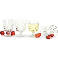 Picnic Juni Glas Med Fot 4-pack, Vit