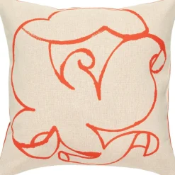 Pistilla Kuddfodral 46x46 cm, Off-white / Tomato Red