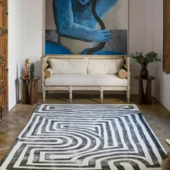 Dusty Deco Ullmattor|Tuftade Mattor-Psychadelic Labyrinth Ullmatta 300x400 cm, Charcoal