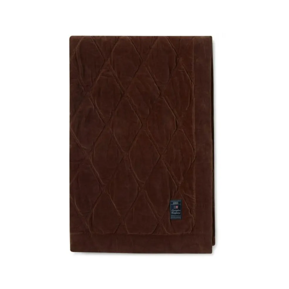 Quilted Organic Cotton Velvet Överkast 260x240 cm, Brun