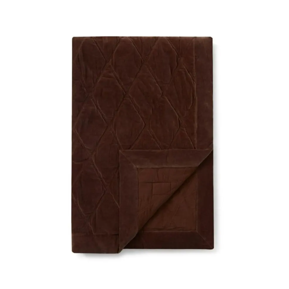 Quilted Organic Cotton Velvet Överkast 260x240 cm, Brun