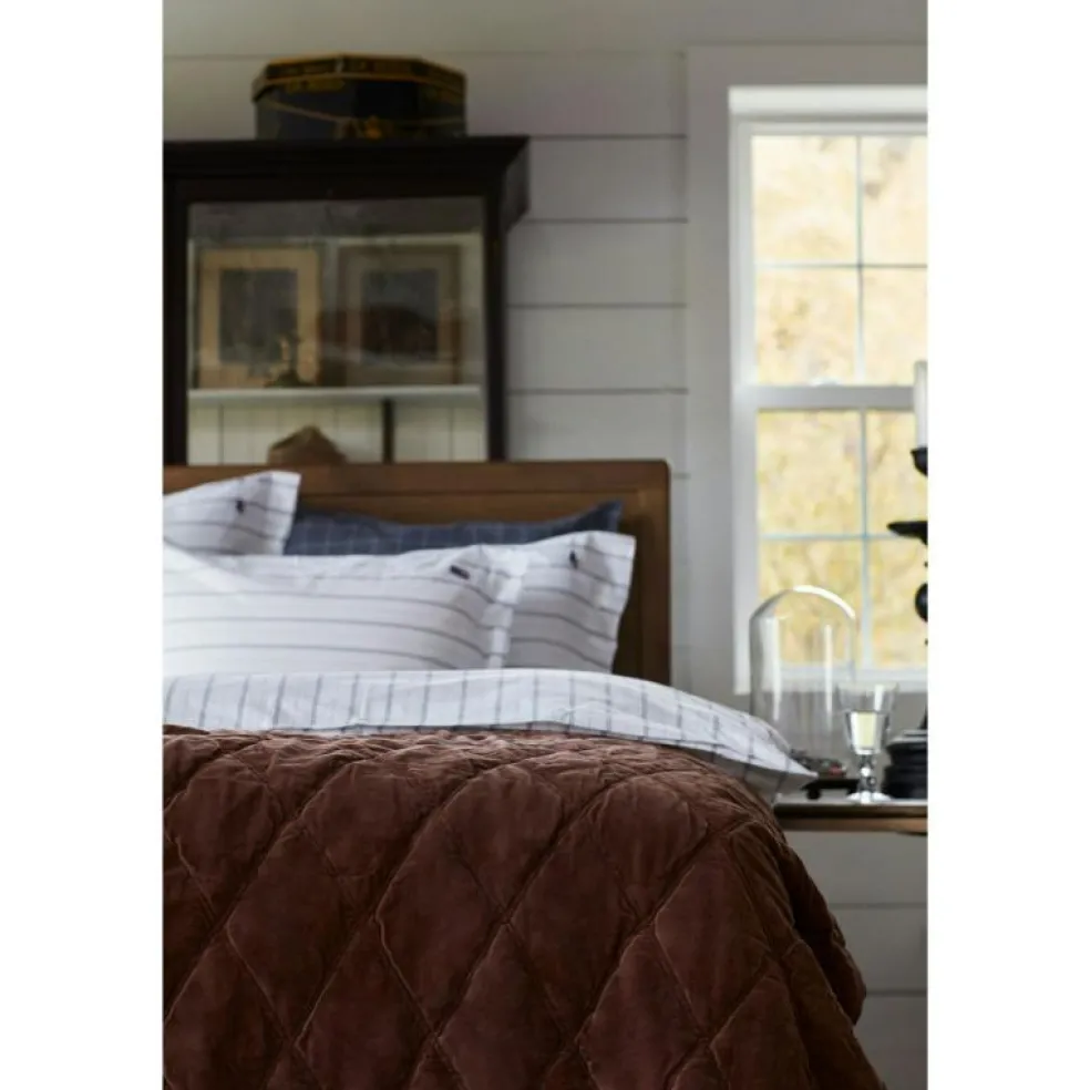 Quilted Organic Cotton Velvet Överkast 260x240 cm, Brun