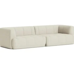 HAY Modulsoffor|3-Sitssoffor-Quilton 3-Sitssoffa Konfiguration 1, Läder Sense Nougat