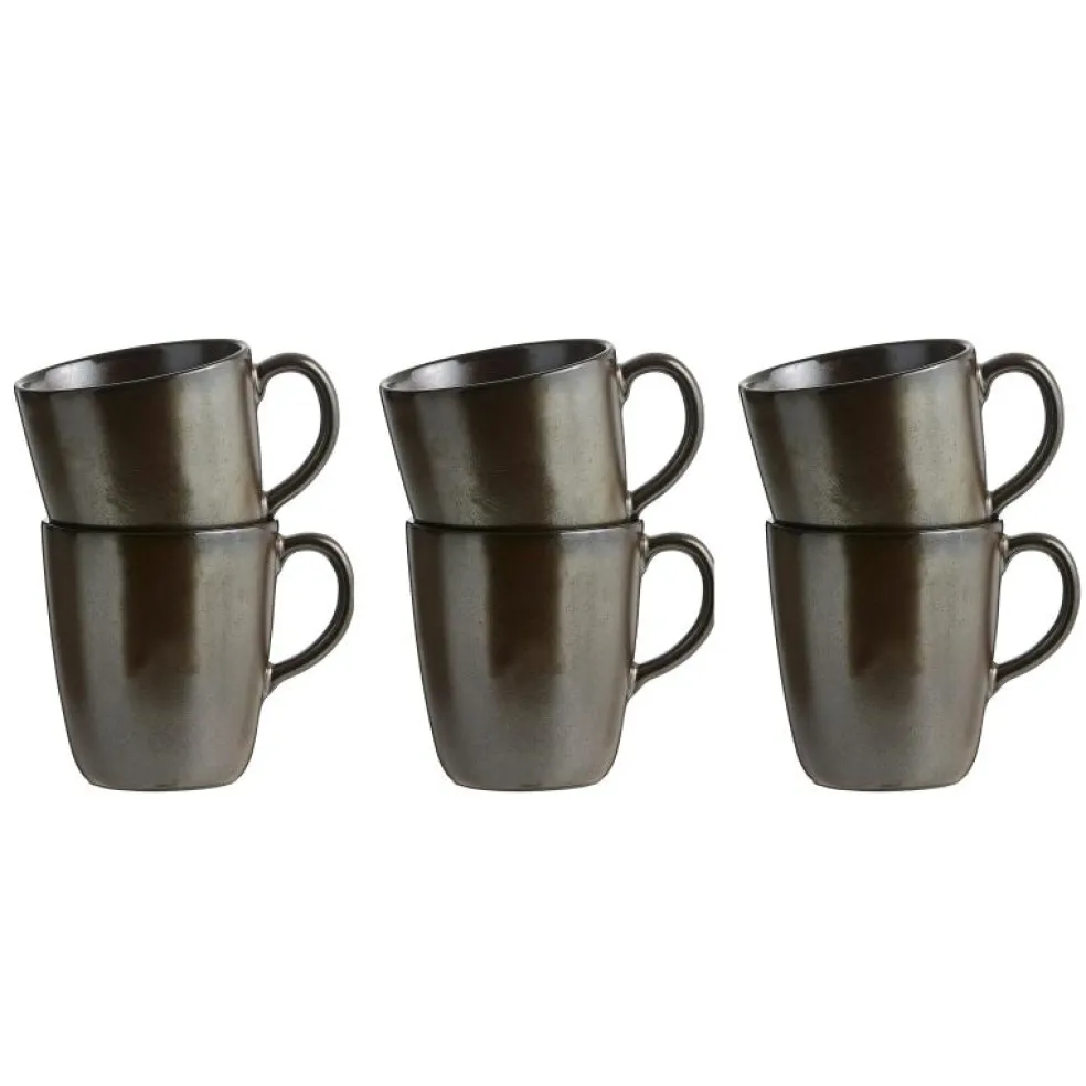 Raw Muggar med handtag 35 cl 6-pack, Metallic Brown